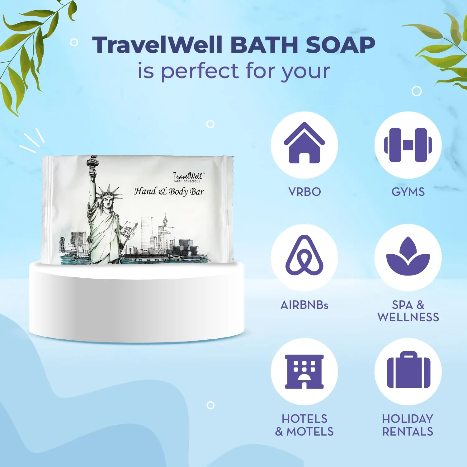 Travel Well Bar Soap Bulk - 300 Pack, 1.0 oz Rectangular Travel Size Soap Bars - Individually Wrapped for Hotels and Motels - Great for Vacation Rental and Airbnb Toiletries or Hygiene Kits Supplies