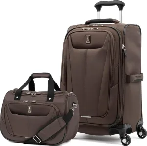 Travelpro Maxlite 5 Softside 2pc Set Expandable Carry On Luggage with 4 Spinner Wheels/Soft Underseat Tote, Lightweight Suitcase, Men and Women, Mocha