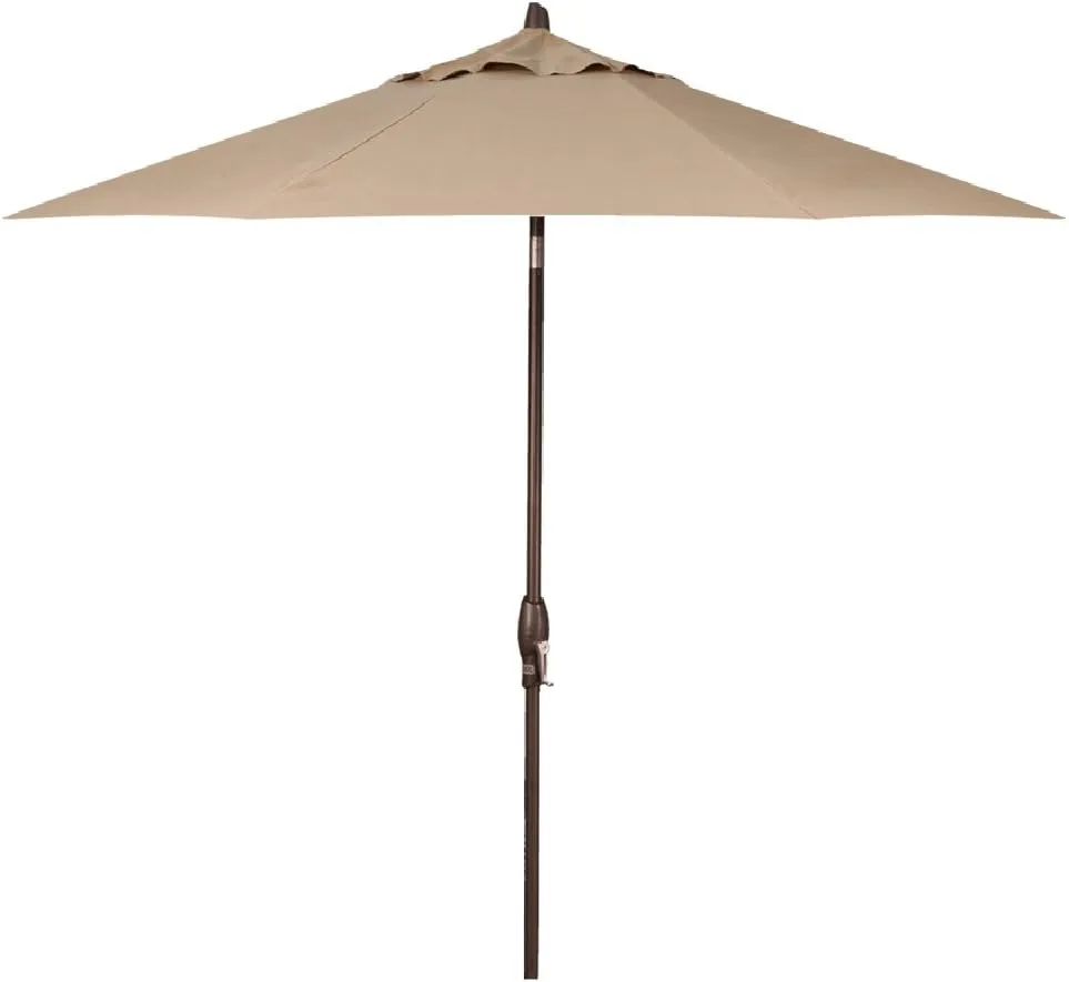Treasure Garden 11-Foot (Model 812) Deluxe Auto-Tilt Market Umbrella with Bronze Frame and Sunbrella Fabric: Heather Beige with Double Wind Vent (Includes 3 Year Extended Frame Warrantee)