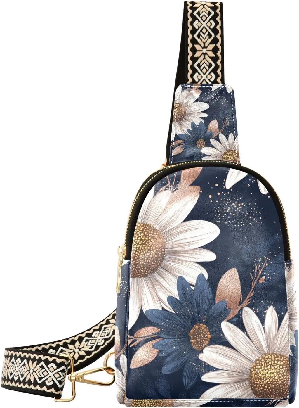 Trendy White Daisy small sling bag fashion travel bag for men for hiking