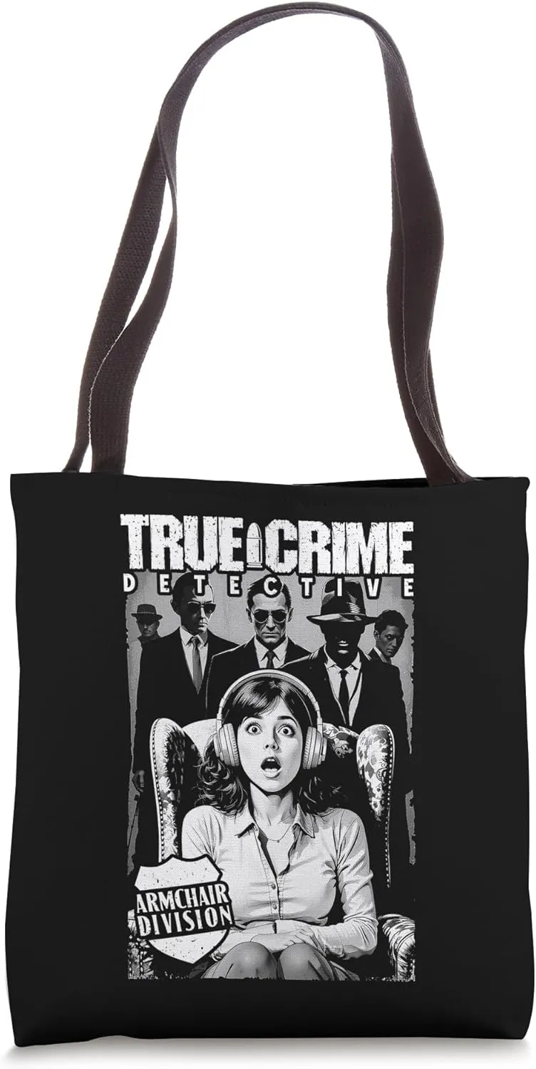 True Crime Detective Armchair Division Vintage Book Cover Tote Bag