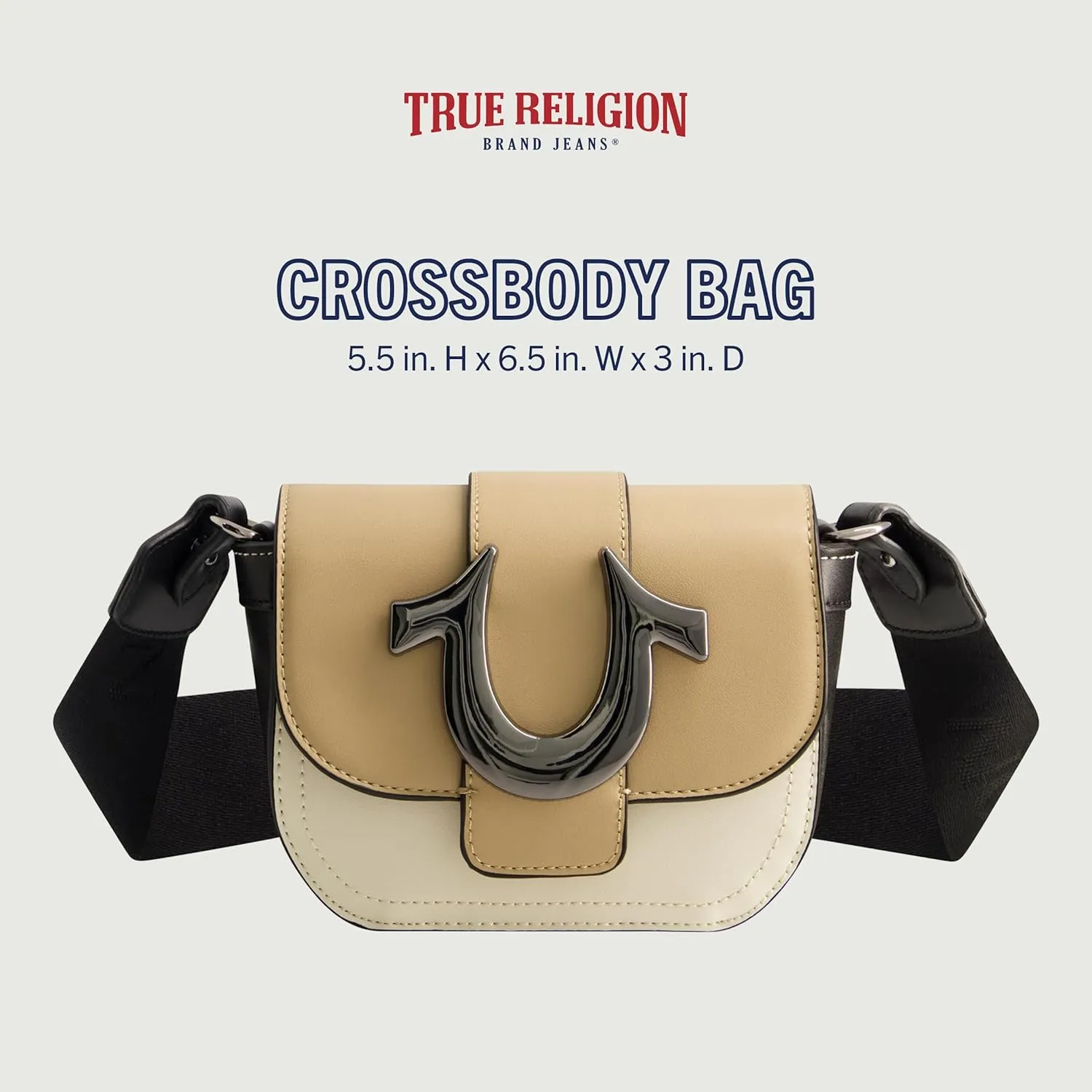 True Religion Women's Crossbody Bag, Mini Flap Adjustable Shoulder Handbag Purse with Horseshoe Logo