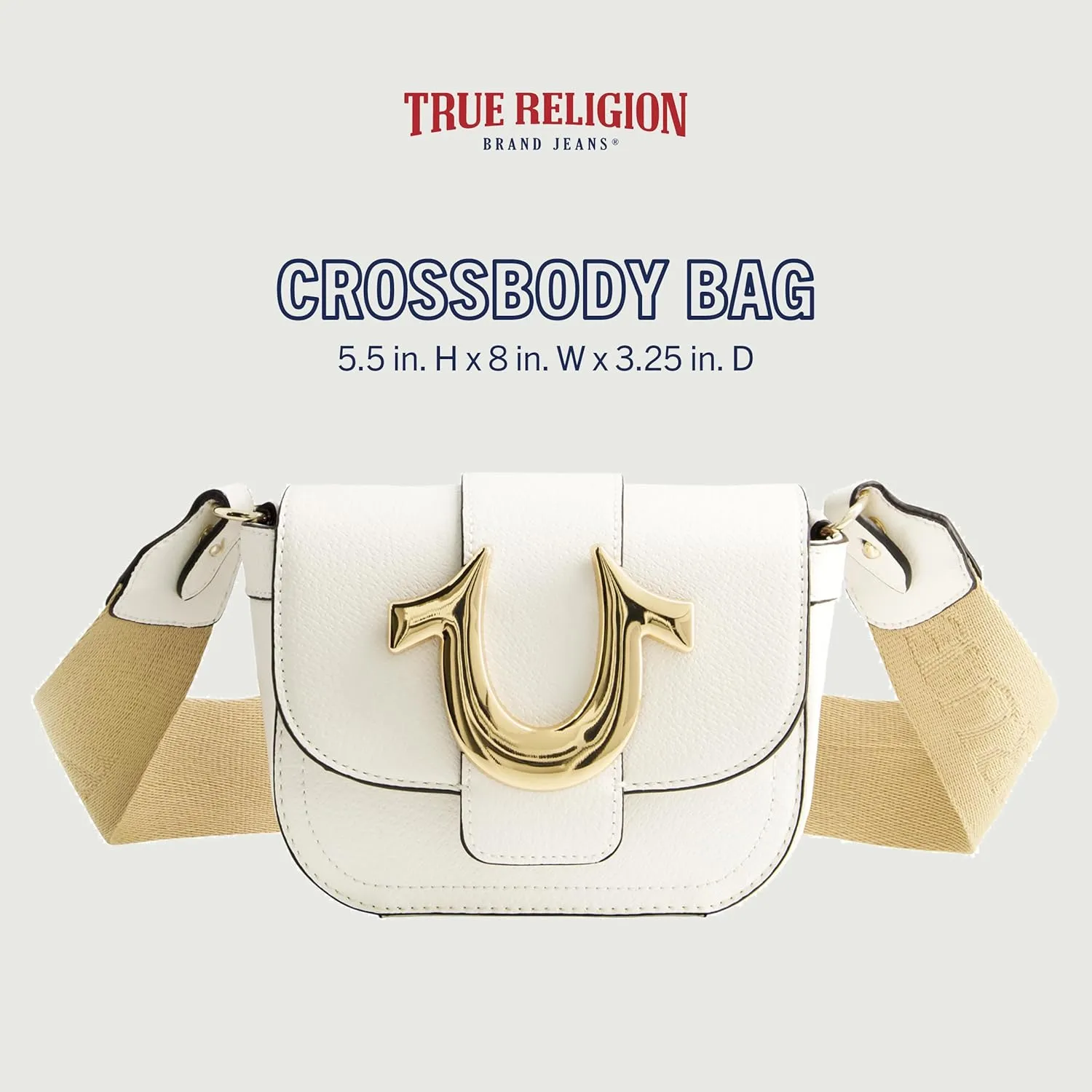 True Religion Women's Crossbody Bag, Mini Flap Adjustable Shoulder Handbag with Horseshoe Logo