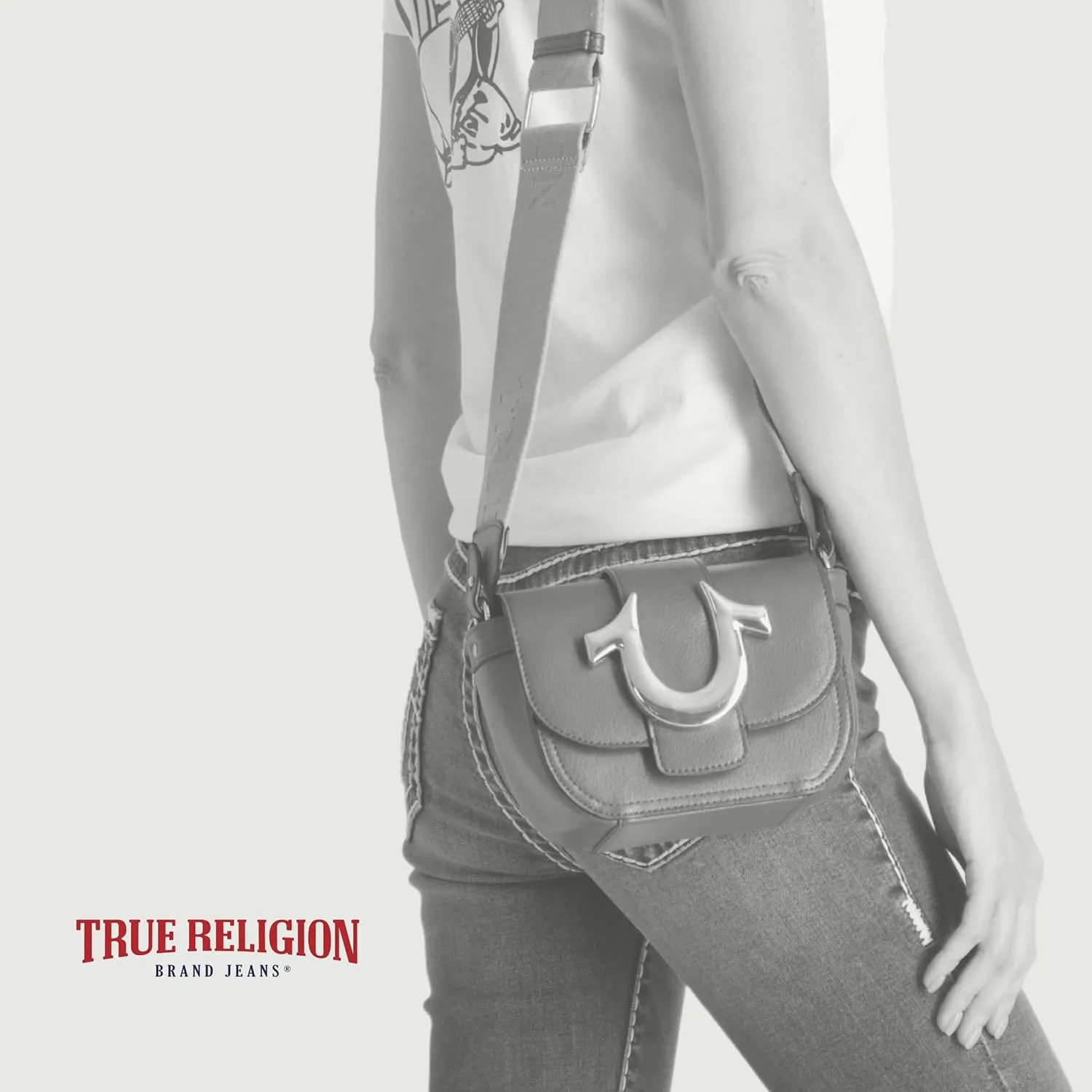 True Religion Women's Crossbody Bag, Mini Flap Adjustable Shoulder Handbag with Horseshoe Logo