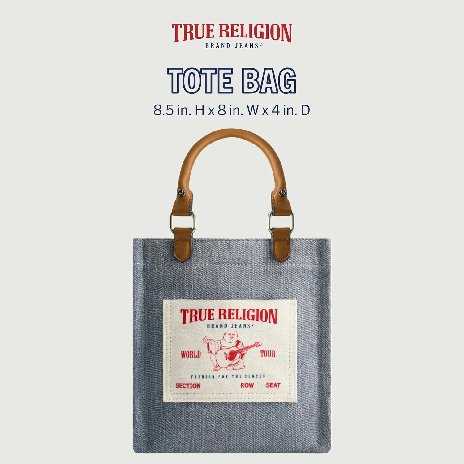 True Religion Women's Tote Bag, Buddha Pocket Travel Shoulder Handbag with Adjustable Removable Crossbody Strap