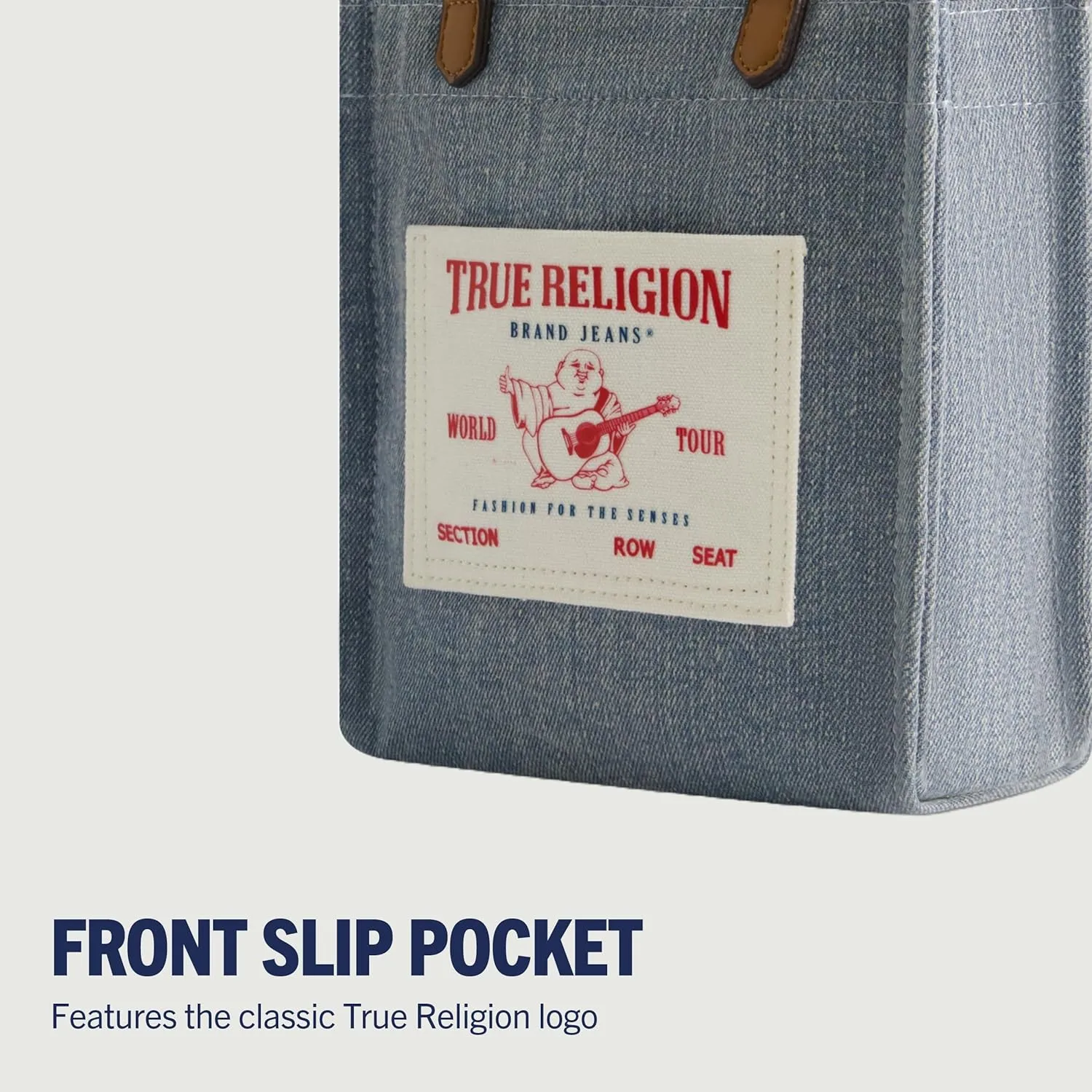 True Religion Women's Tote Bag, Buddha Pocket Travel Shoulder Handbag with Adjustable Removable Crossbody Strap