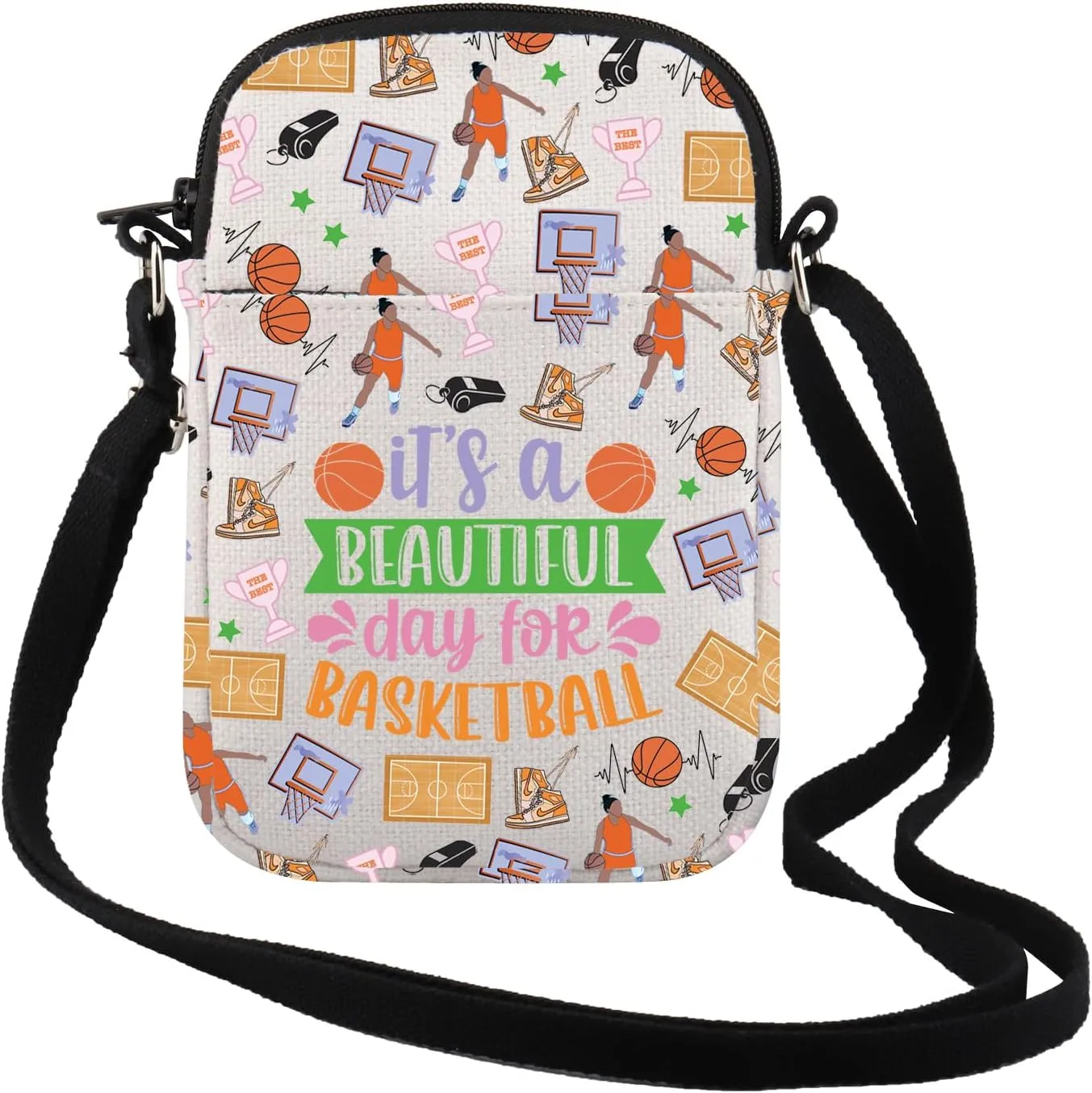 TSOTMO Basketball Gift It's a Beautiful Day for Basketball Crossbody Bag Basketball Mom Gift Basketball Team Gift