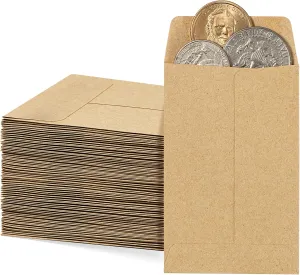 Tunnkit - 700 Pack Coin Envelopes, 2.25"×3.5" Brown Self-Adhesive Kraft Seed Envelopes Mini Parts Small Items Stamps Storage Packets Envelopes for Garden, Office or Wedding Gift