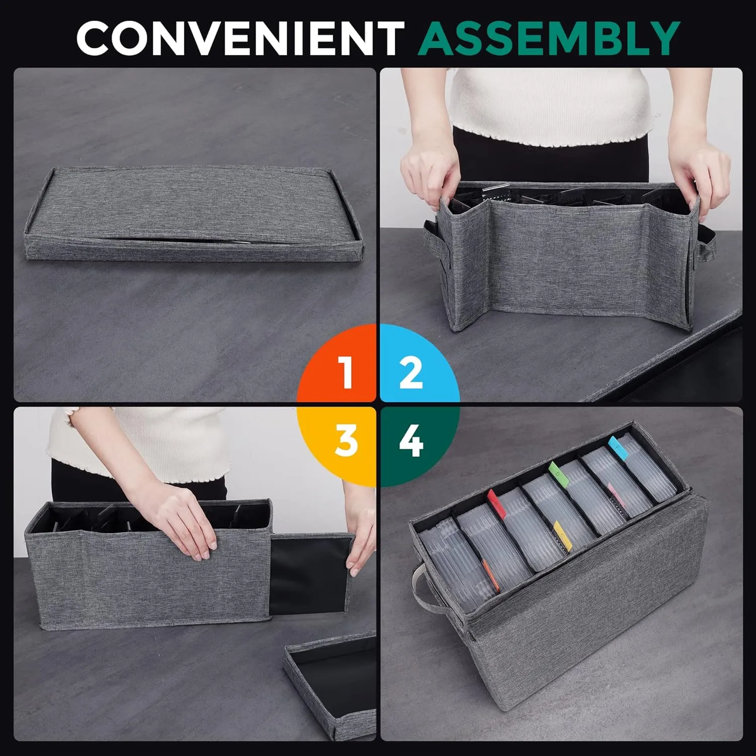 TWAVETREE CD Storage Box with Lid Pack of 2, Practical CD Case Holder Organizer with Index Labels, 14.6 x 5.7 x 6.1 Inches CD Storage Case to Store up to 70 CDs Jewel Cases, and 386 Discs- Grey