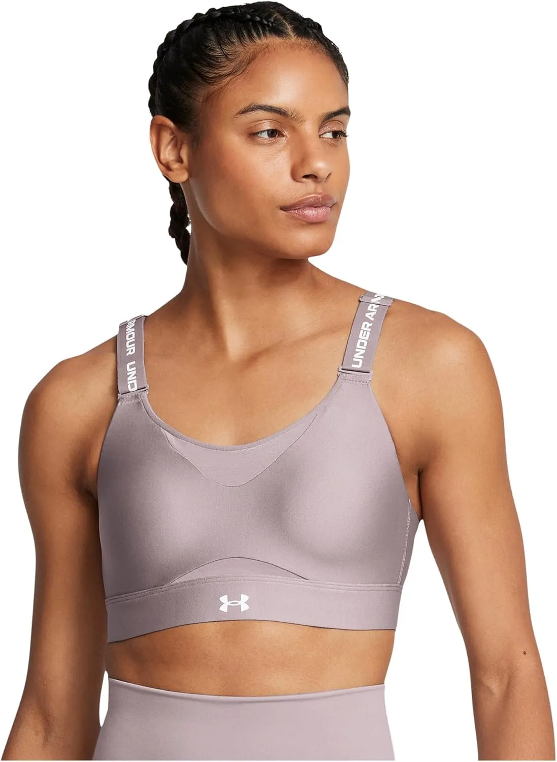 Under Armour Womens Infinity High Impact Sports Bra, (016) Tetra Gray / / White, X-Small D-DD