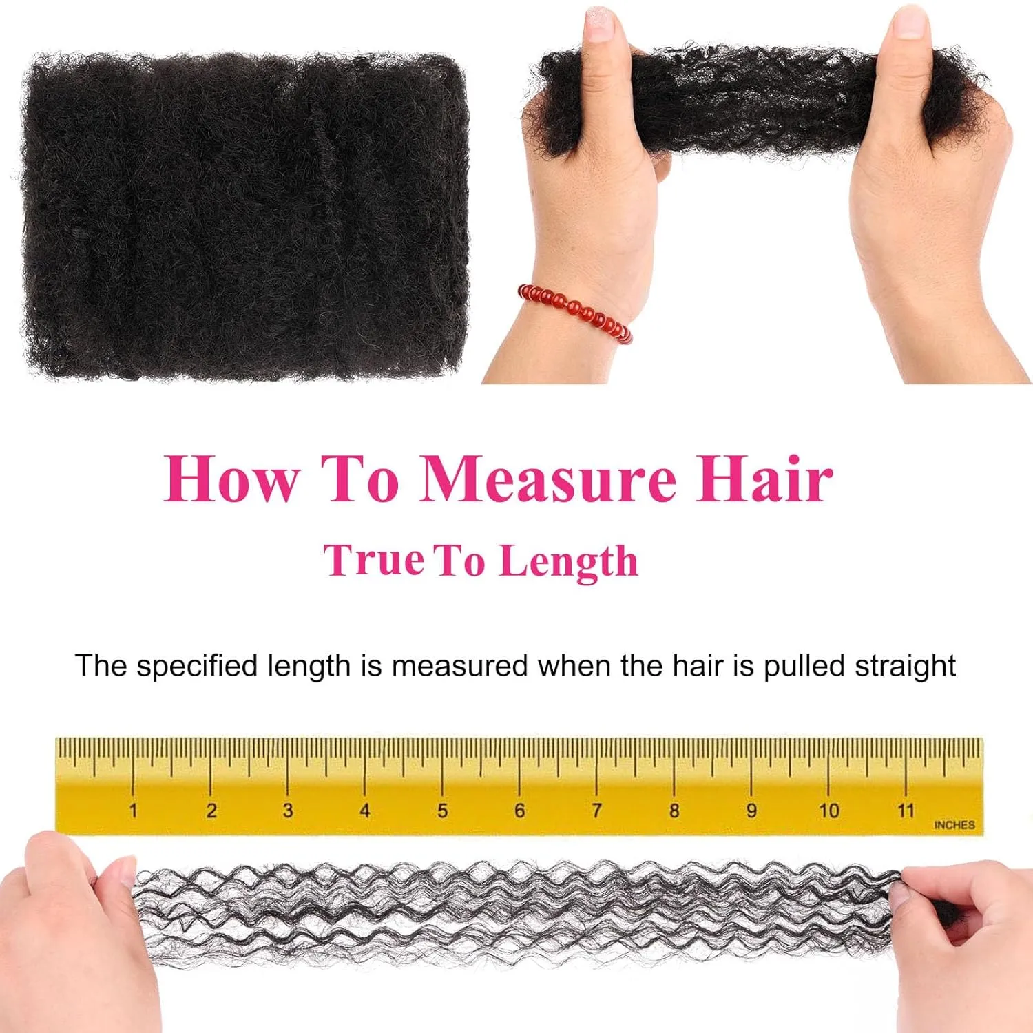 Unionbeauty 3 Pack Afro Kinkys Bulk Human Hair for Mini Micro Twists 100% Human Hair Loc Repair Afro Kinky Braiding Human Hair Kinky Bulk Human Hair 8 Inch Micro Twist Braiding Human Hair 30g/Pack 1B#
