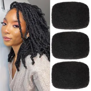 Unionbeauty 3 Pack Afro Kinkys Bulk Human Hair for Mini Micro Twists 100% Human Hair Loc Repair Afro Kinky Braiding Human Hair Kinky Bulk Human Hair 8 Inch Micro Twist Braiding Human Hair 30g/Pack 1B#
