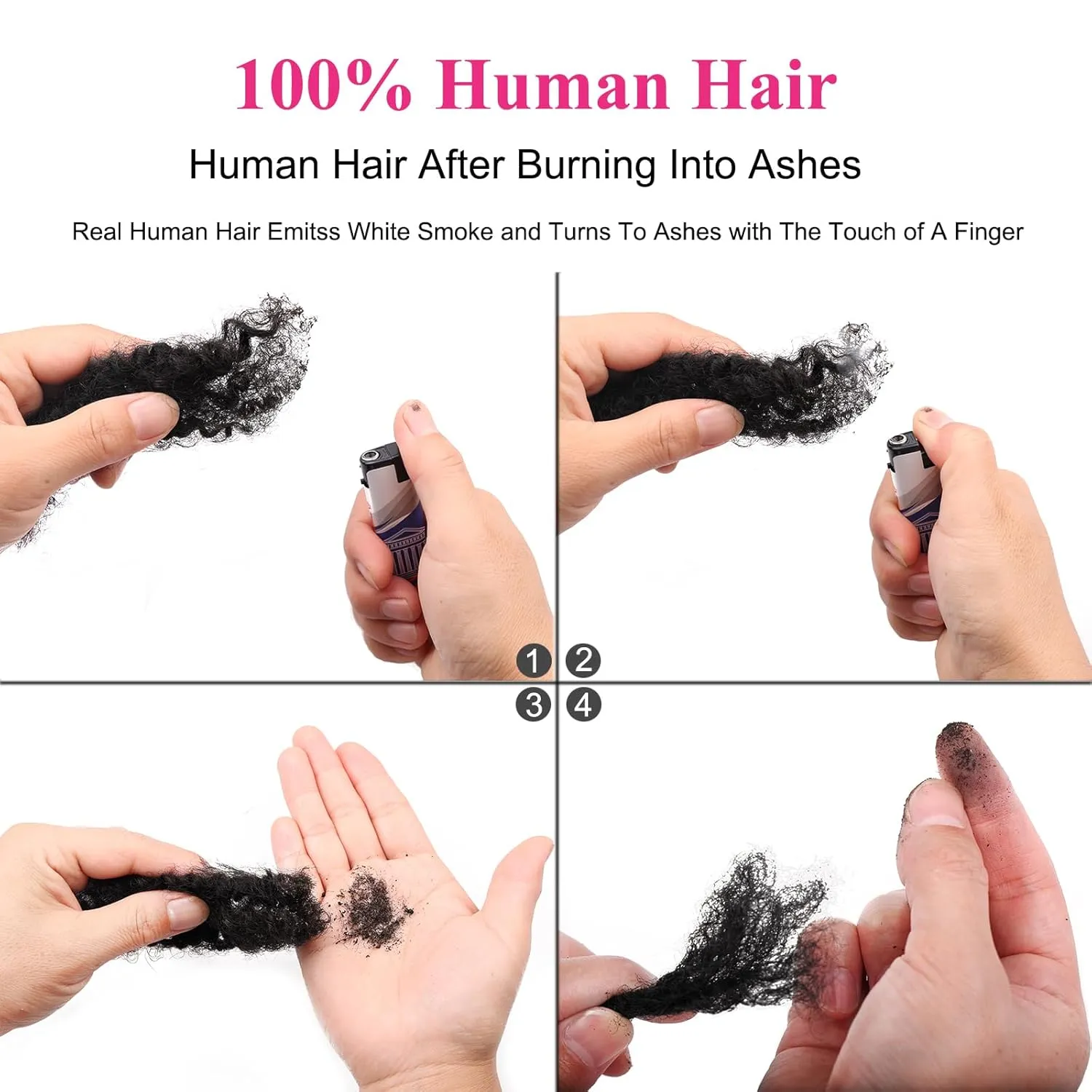 Unionbeauty 3 Pack Afro Kinkys Bulk Human Hair for Mini Micro Twists 100% Human Hair Loc Repair Afro Kinky Braiding Human Hair Kinky Bulk Human Hair 8 Inch Micro Twist Braiding Human Hair 30g/Pack 1B#