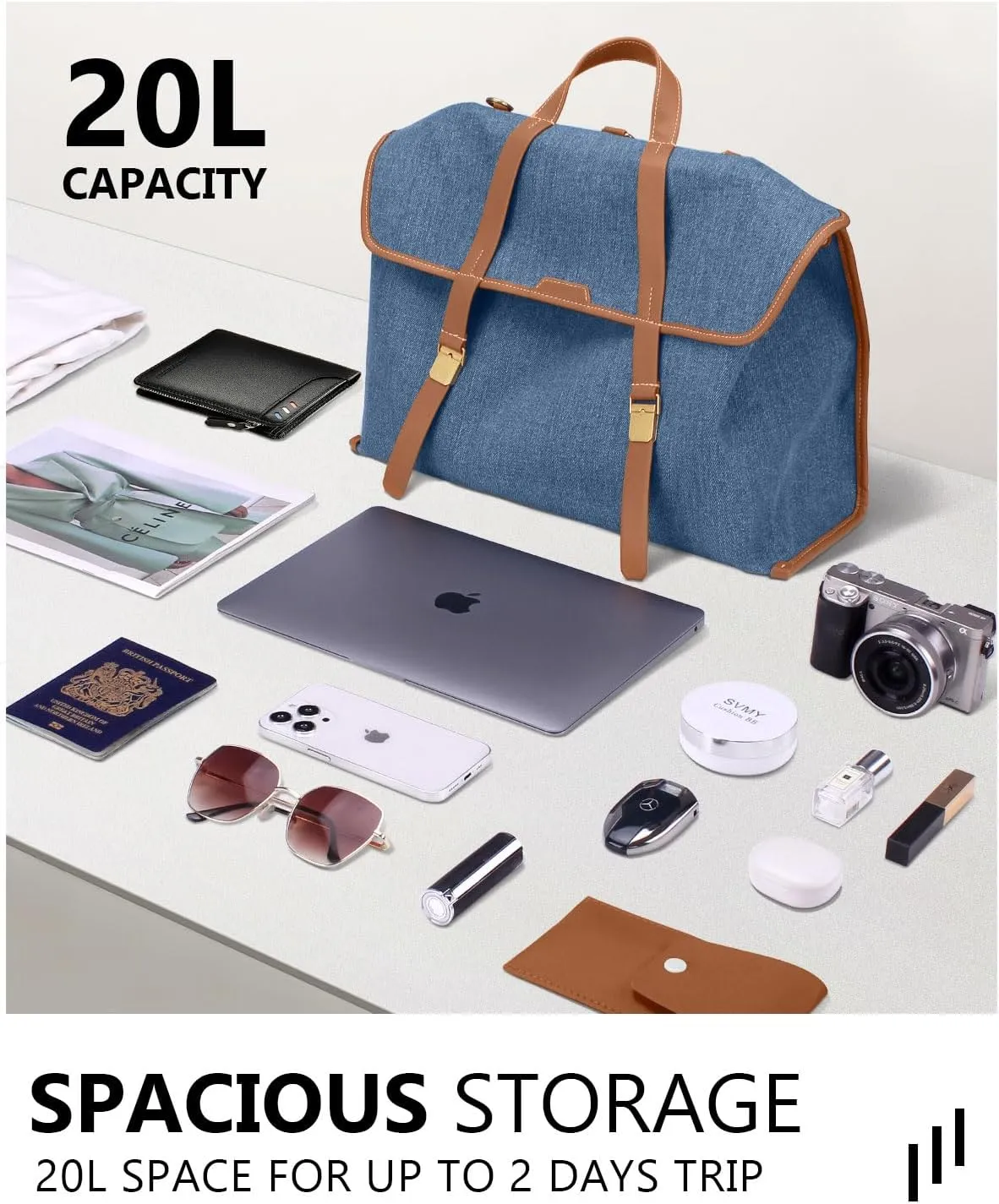 Unisex Adult Laptop Bag, 15.6" Briefcase, Blue, Canvas, Minimalist, Vintage-Intellectual, 15.75x11x6.1 inches