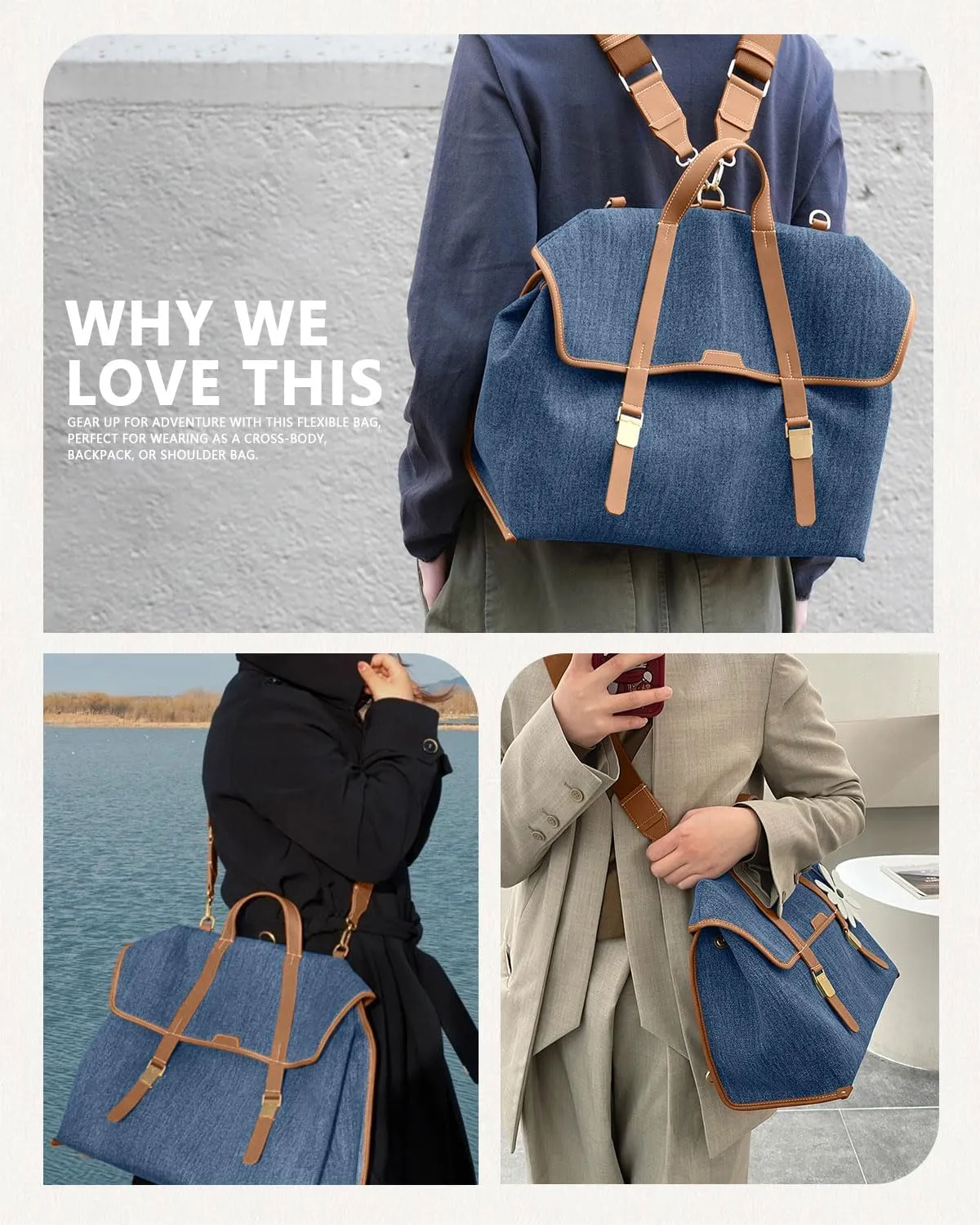 Unisex Adult Laptop Bag, 15.6" Briefcase, Blue, Canvas, Minimalist, Vintage-Intellectual, 15.75x11x6.1 inches