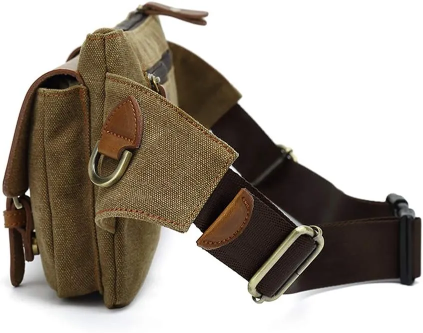 Unisex Canvas Waist Bag Mens Womens Running Sling Backpack Crossbody Belt Bag Fanny Packs Outdoors