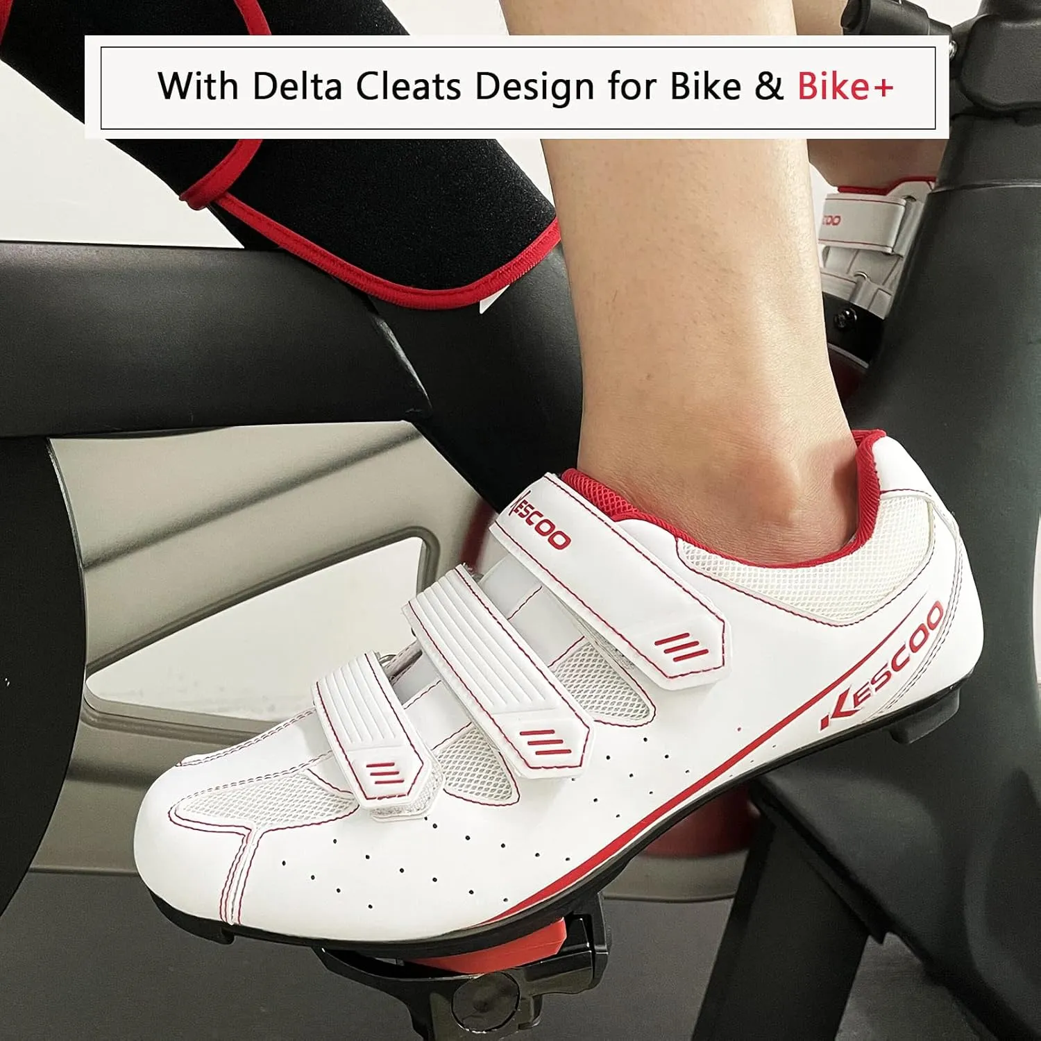 Unisex Cycling Shoes Compatible with Peloton Bike Indoor Road Bike Shoes Riding Shoes with Pre-Installed Delta Cleats for Mens and Women, Clip Indoor Outdoor Bike Pedal - 3 Straps