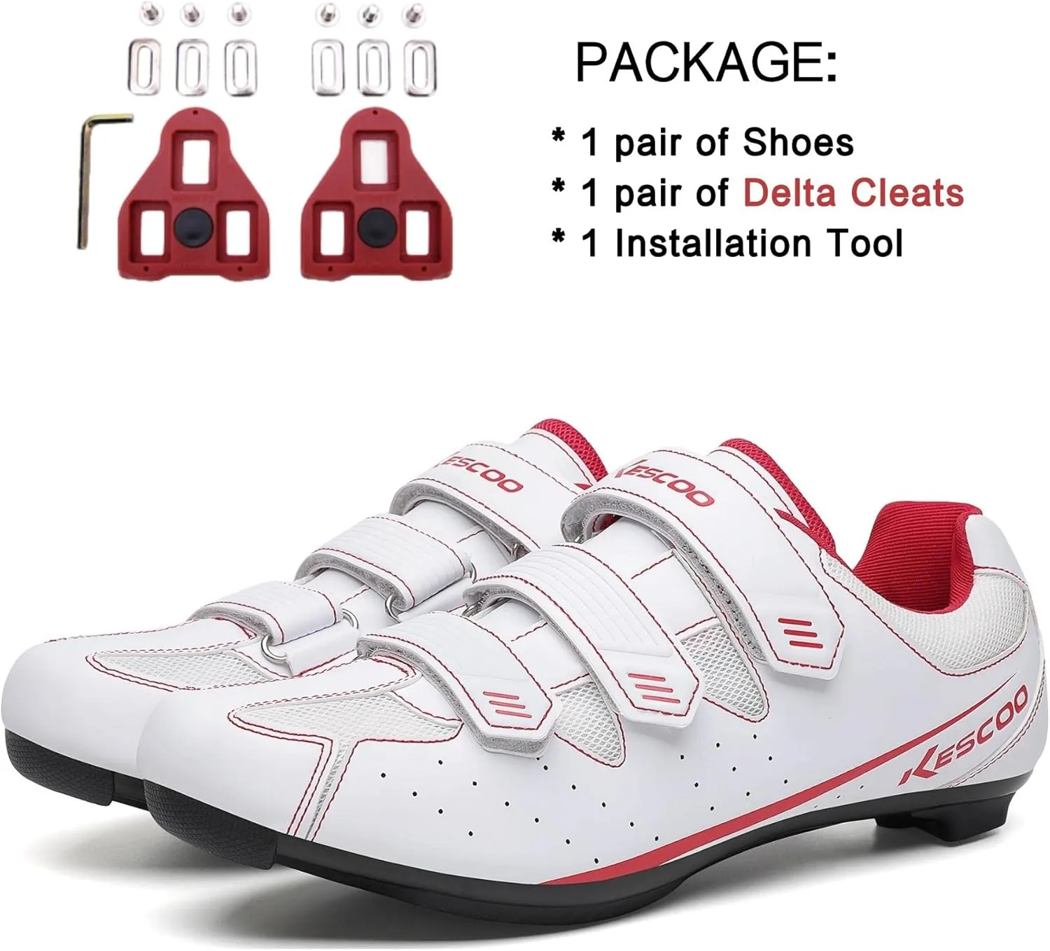 Unisex Cycling Shoes Compatible with Peloton Bike Indoor Road Bike Shoes Riding Shoes with Pre-Installed Delta Cleats for Mens and Women, Clip Indoor Outdoor Bike Pedal - 3 Straps