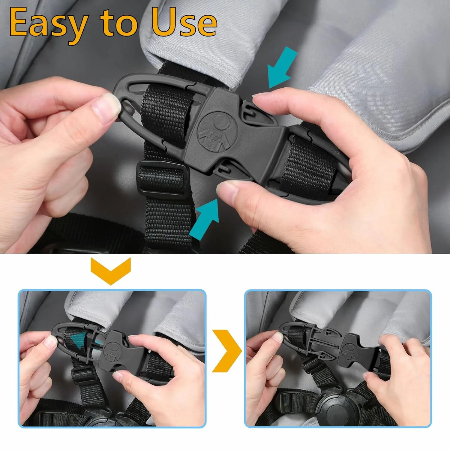 Universal Child Chest Clip Has a Non-Slip Design and Is Suitable for Use On Seats, Strollers, High Chairs, School Bags and Work Belts, Providing All-Around Protection for Your Child（Rectang）