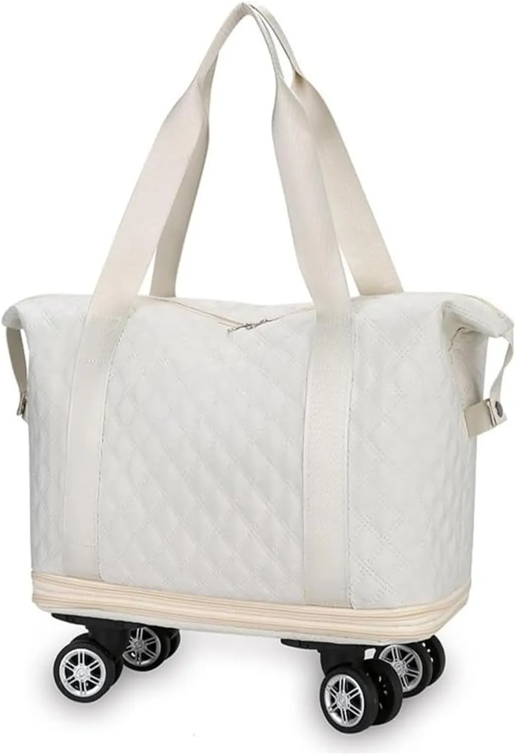 Universal Wheel Travel Bag, Silent Universal Wheel Double-Layer Expandable Duffel Bag,Oxford Cloth Travel Tote Bags，Wheeled Travel Duffle Bag,Gift For Wife And Parents(White)