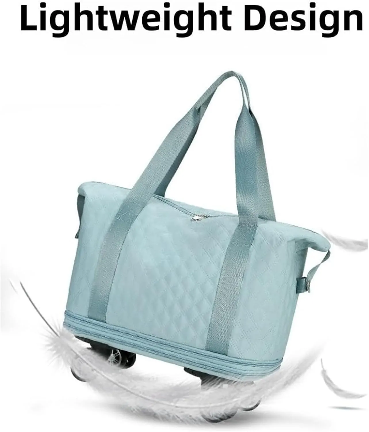 Universal Wheel Travel Bag, Silent Universal Wheel Double-Layer Expandable Duffel Bag,Oxford Cloth Travel Tote Bags，Wheeled Travel Duffle Bag,Gift For Wife And Parents(White)