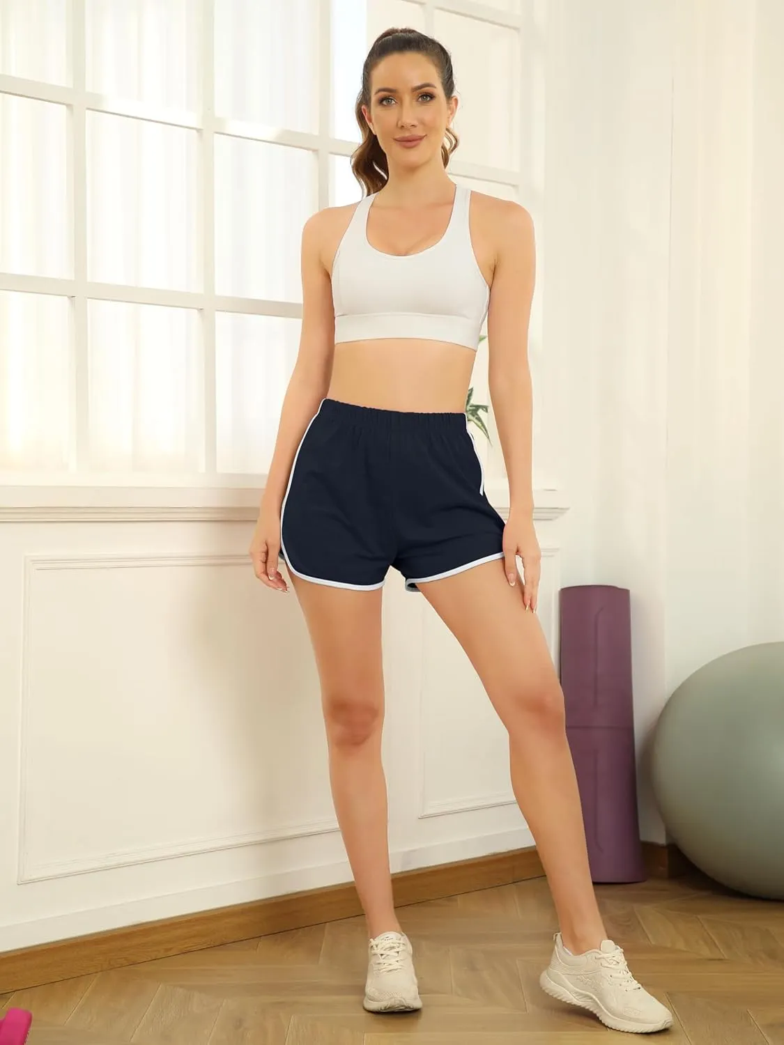 URATOT 6 Packs Women's Dance Shorts Cotton Sports Short Yoga Shorts Breathable Dolphin Summer Athletic Shorts for Women