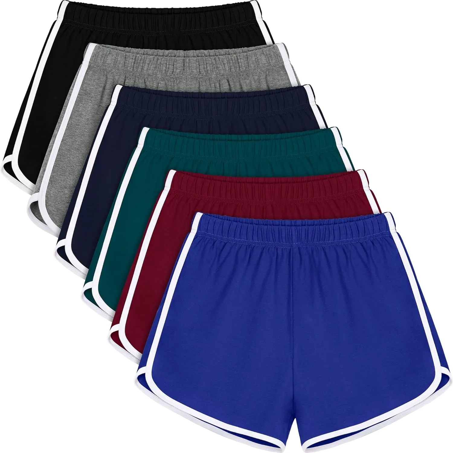 URATOT 6 Packs Women's Dance Shorts Cotton Sports Short Yoga Shorts Breathable Dolphin Summer Athletic Shorts for Women