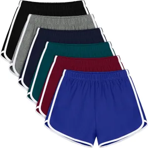 URATOT 6 Packs Women's Dance Shorts Cotton Sports Short Yoga Shorts Breathable Dolphin Summer Athletic Shorts for Women