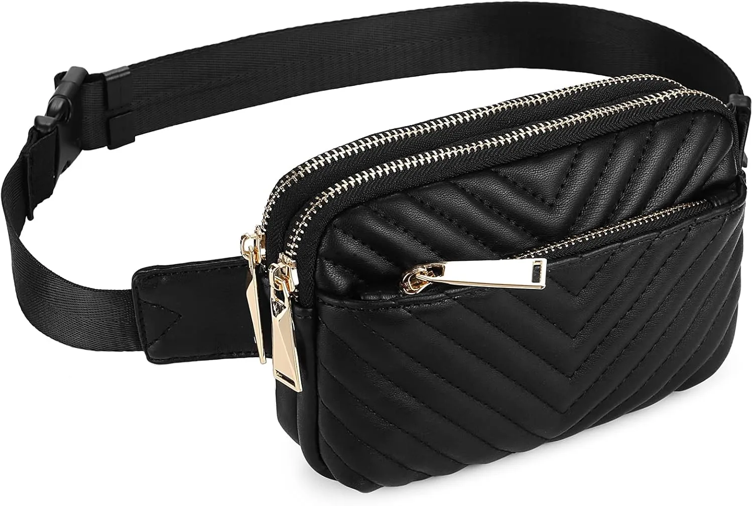 Uromee Fanny Packs for Women Crossbody Belt Bag Quilted Vegan Leather Fashion Mini Waist Bag Everywhere Travel Hiking Running Adjustable Strap