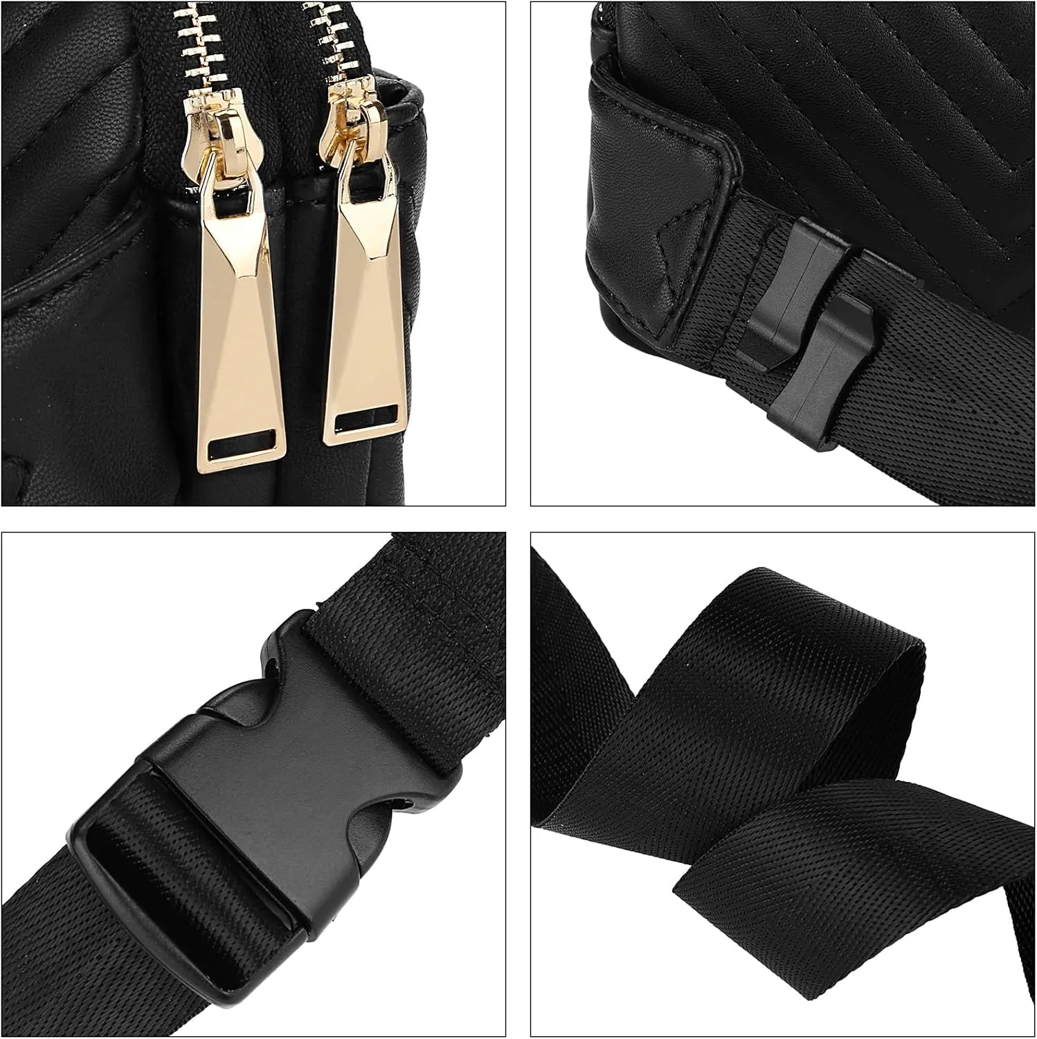 Uromee Fanny Packs for Women Crossbody Belt Bag Quilted Vegan Leather Fashion Mini Waist Bag Everywhere Travel Hiking Running Adjustable Strap