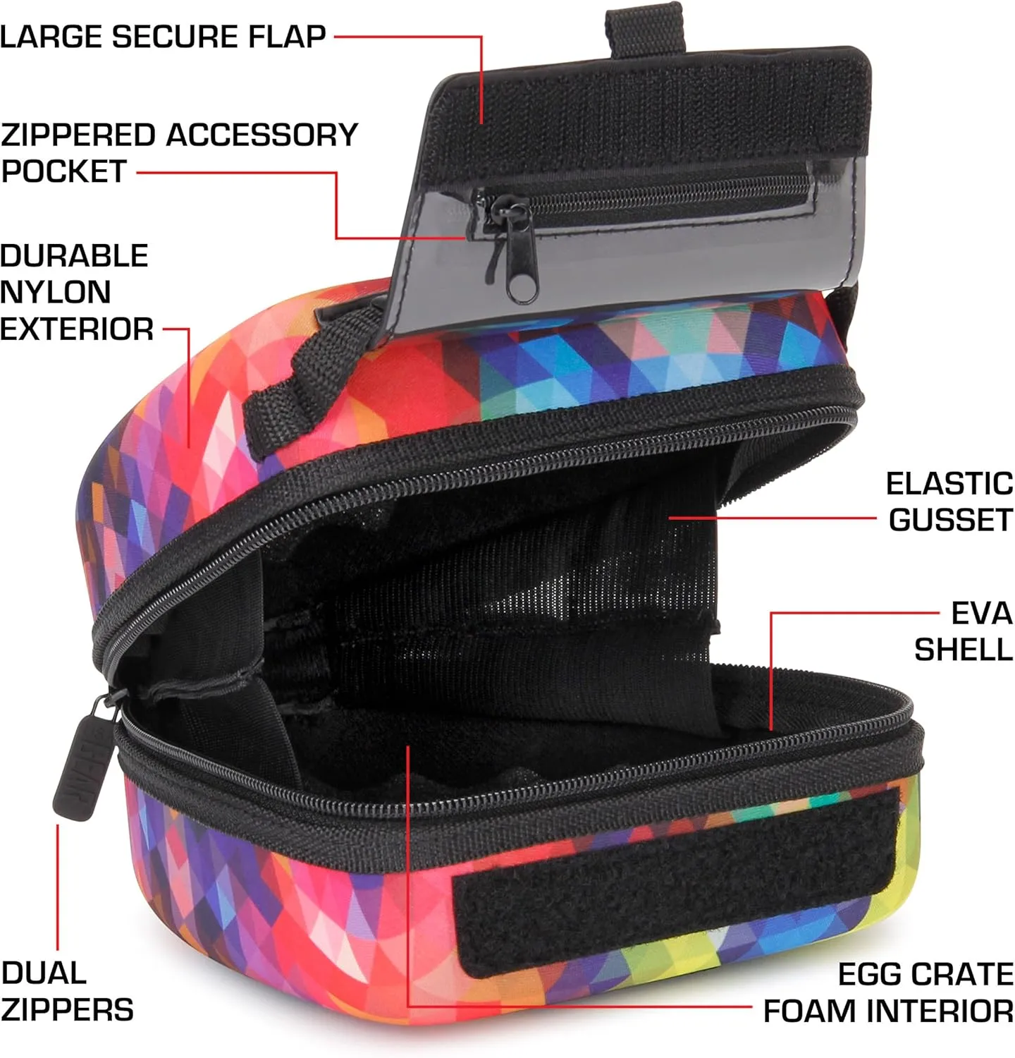 USA GEAR DSLR Camera Sleeve with Molded EVA Hard Shell Camera Case Protection, Quick Access Opening, Padded Interior and Rubber Coated Handle-Compatible with Nikon, Canon, Olympus and More (Geometric)