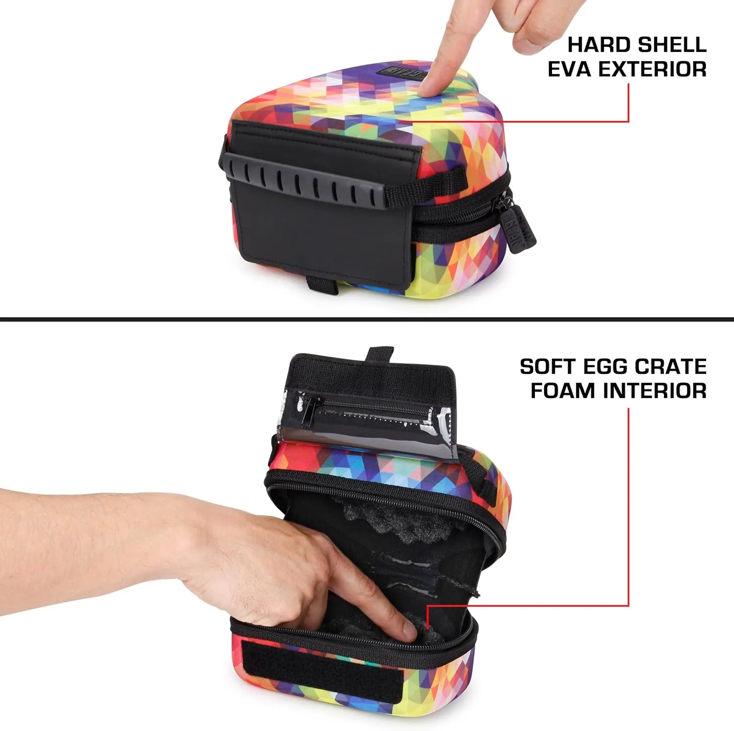 USA GEAR DSLR Camera Sleeve with Molded EVA Hard Shell Camera Case Protection, Quick Access Opening, Padded Interior and Rubber Coated Handle-Compatible with Nikon, Canon, Olympus and More (Geometric)