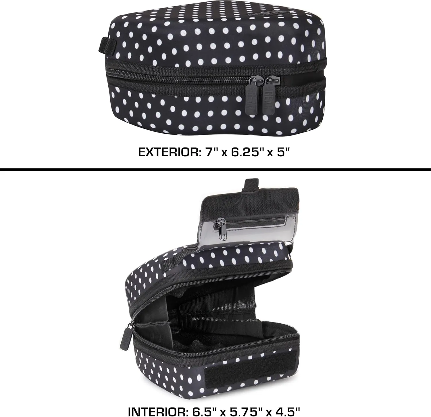 USA GEAR DSLR Camera Sleeve with Molded EVA Hard Shell Camera Case Protection, Quick Access Opening, Padded Interior and Rubber Coated Handle-Compatible with Nikon, Canon, Olympus and More (Polka Dot)