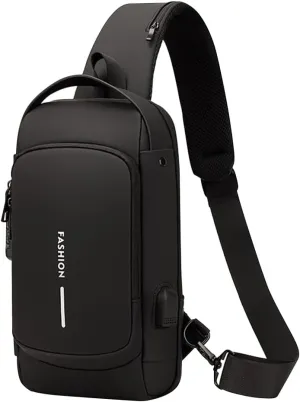 USB Charging Sport Sling Anti-Theft Shoulder Bag, Waterproof Anti Theft Sling Bag, Crossbody Bags Chest Daypack