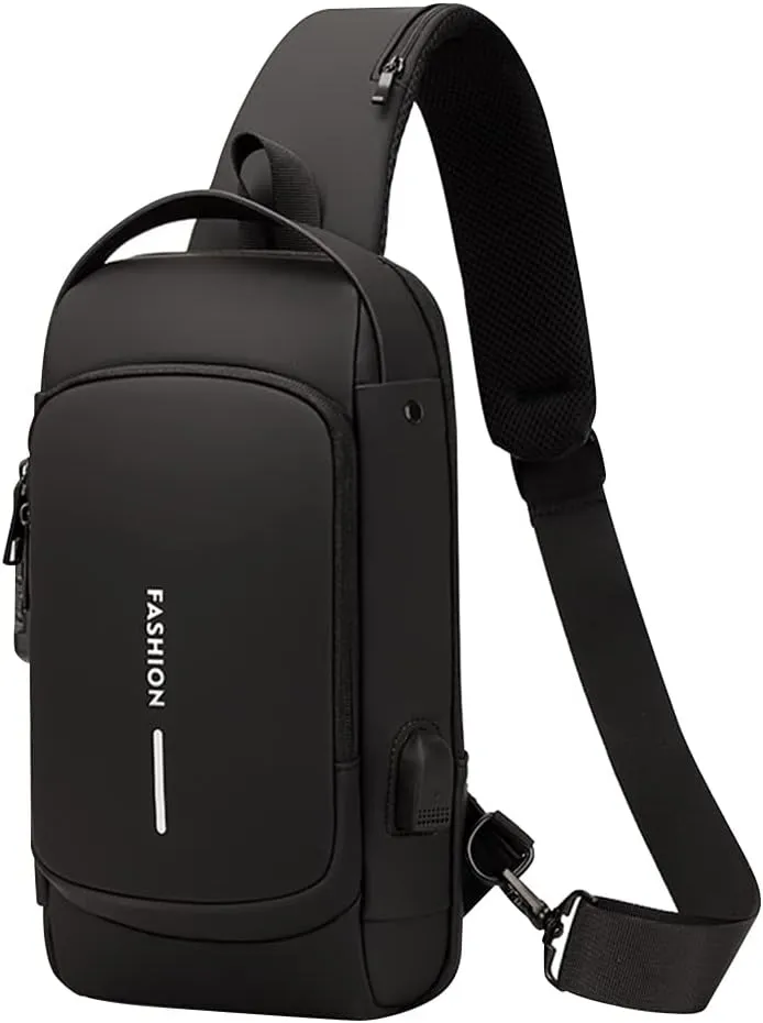 USB Charging Sport Sling Anti-Theft Shoulder Bag, Waterproof Anti Theft Sling Bag, Crossbody Bags Chest Daypack