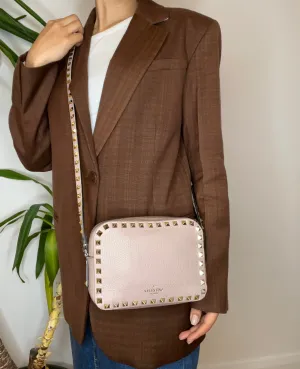 Valentino Pale Pink Leather Rockstud Camera Bag