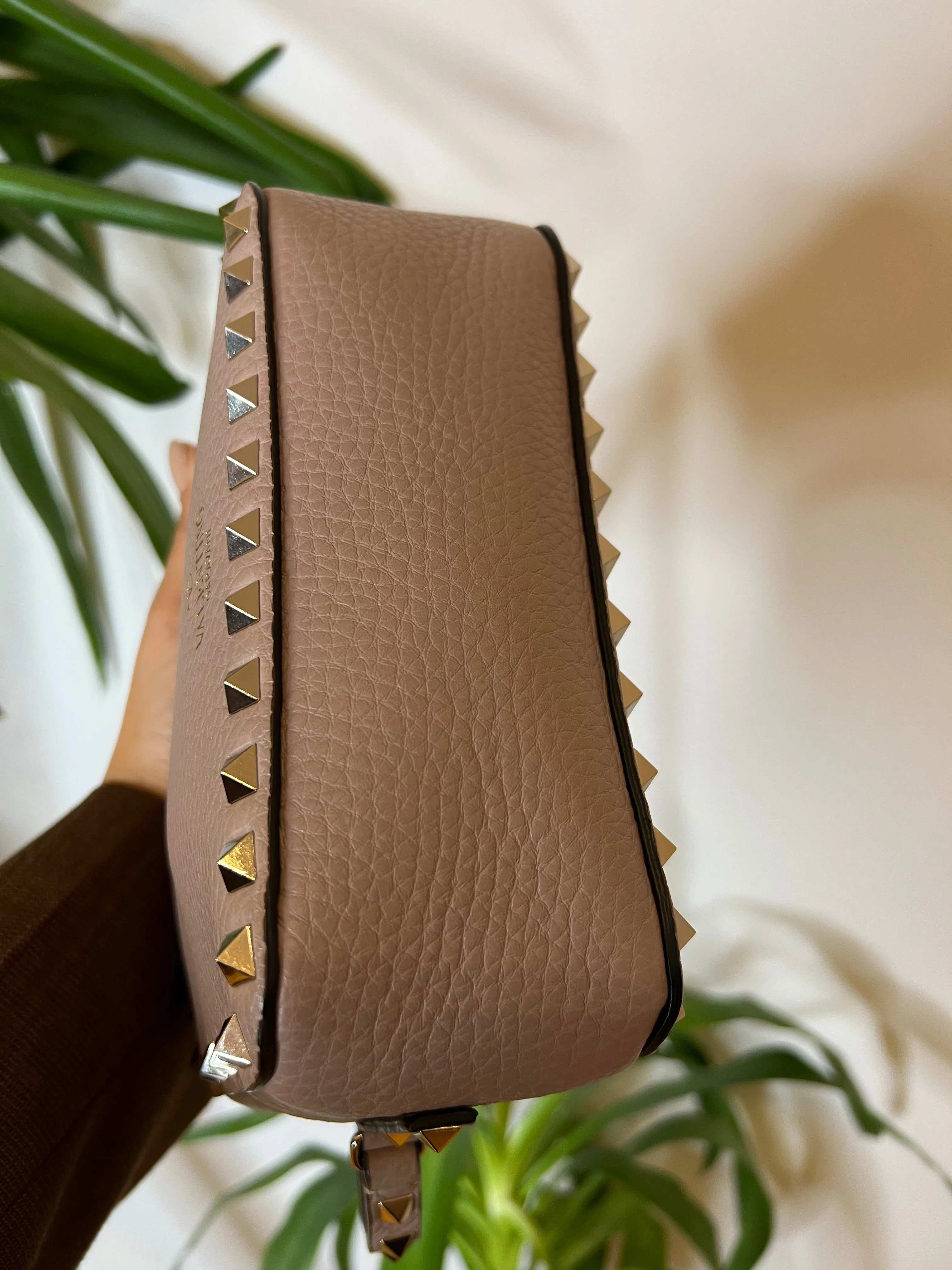 Valentino Pale Pink Leather Rockstud Camera Bag