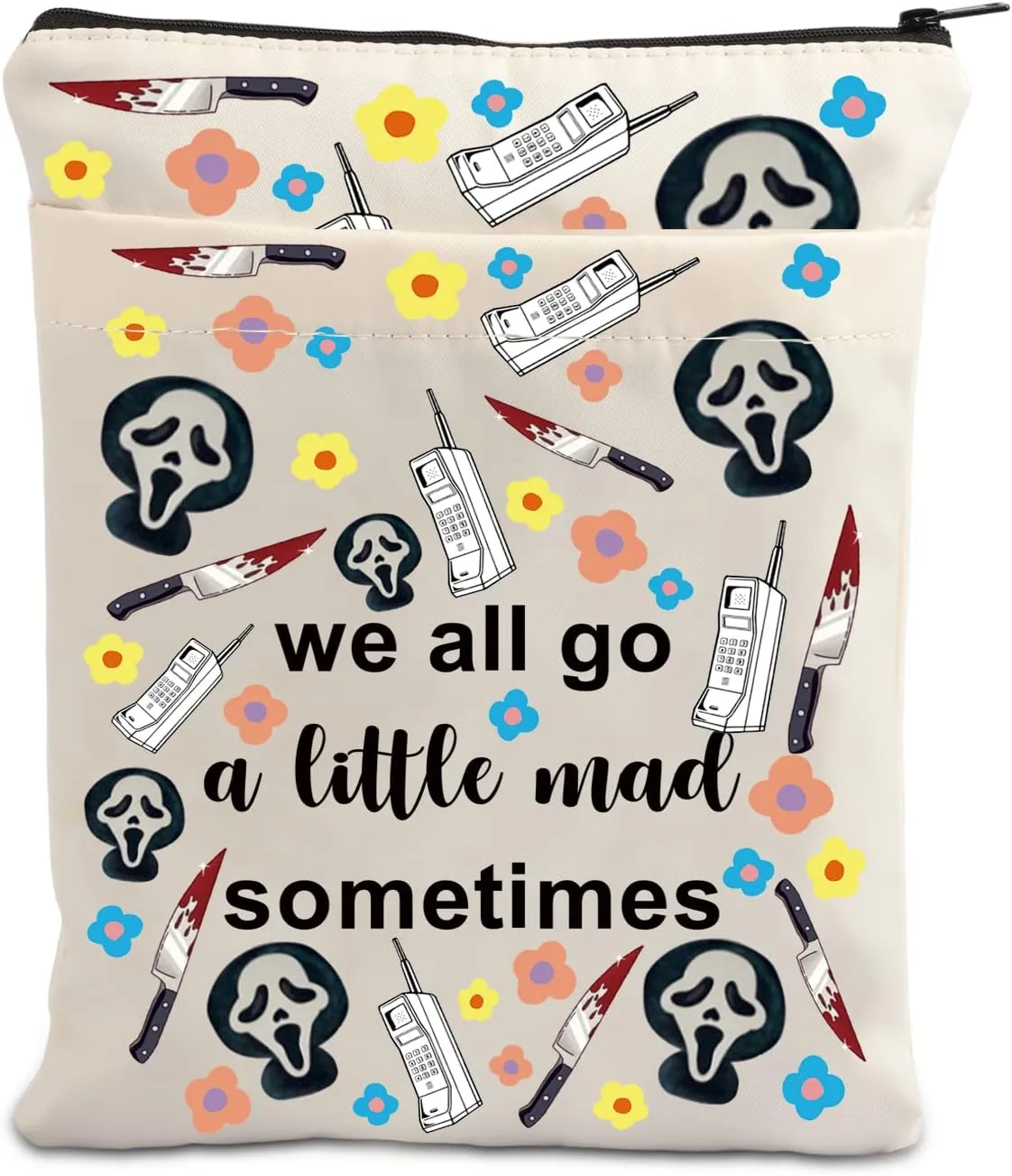 VAMSII Horror Book Sleeve with Pocket Horror Movie Bookish Tablet Cover We All Go a Little Mad Sometimes (Mad Sometimes)