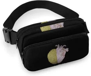 Vatican City Flag Brain Heart Hands-Free Fanny Packs Womens Mens Waist Pack Wallets Purse Mini Belt Bag