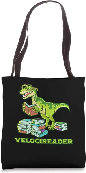 Velocireader Dinosaur Book Reader Velociraptor Dino Reading Tote Bag