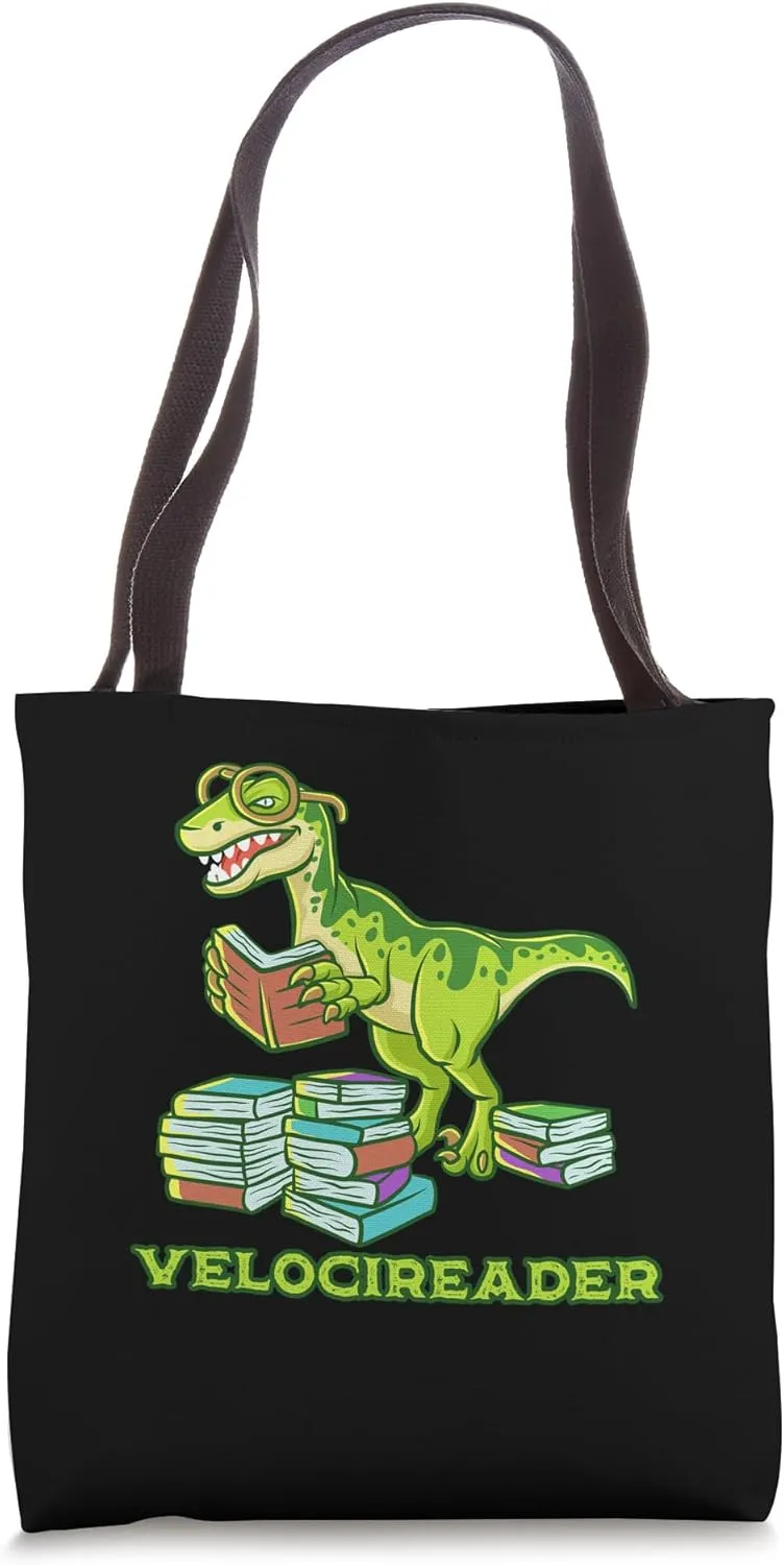Velocireader Dinosaur Book Reader Velociraptor Dino Reading Tote Bag