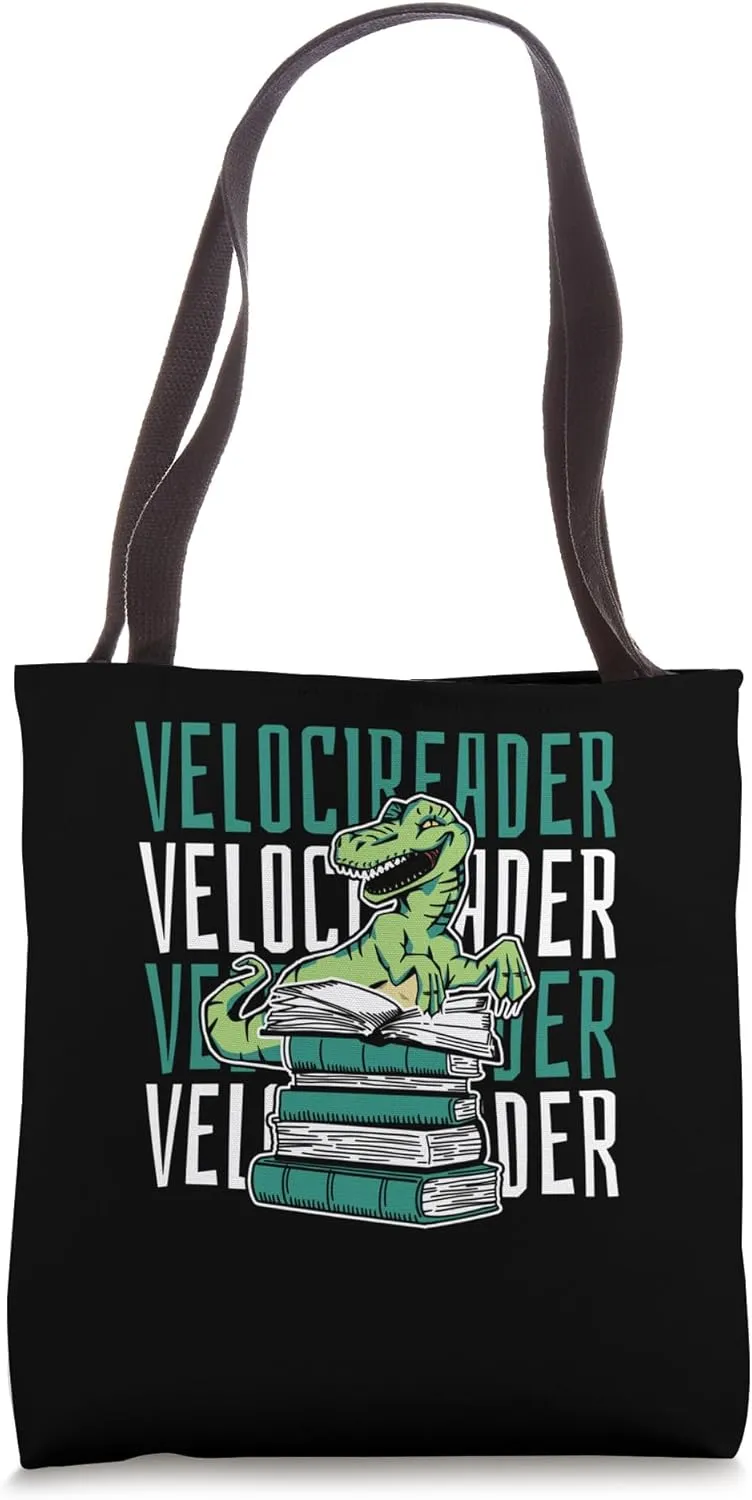 Velocireader Novel - Writer Bookworm Books Dinosaur Reading Tote Bag