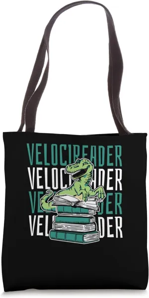 Velocireader Novel - Writer Bookworm Books Dinosaur Reading Tote Bag
