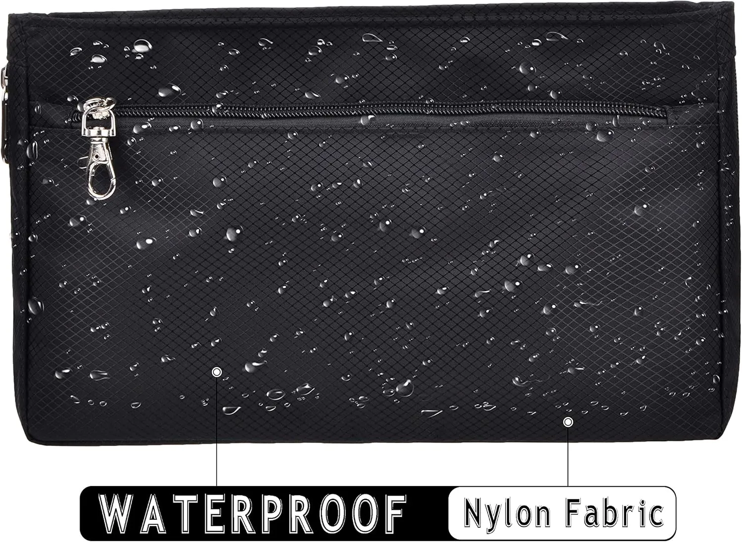 Vercord Expandable Nylon Handbag Purse Organizer Insert Liner Shaper Bag in Bag Black Medium