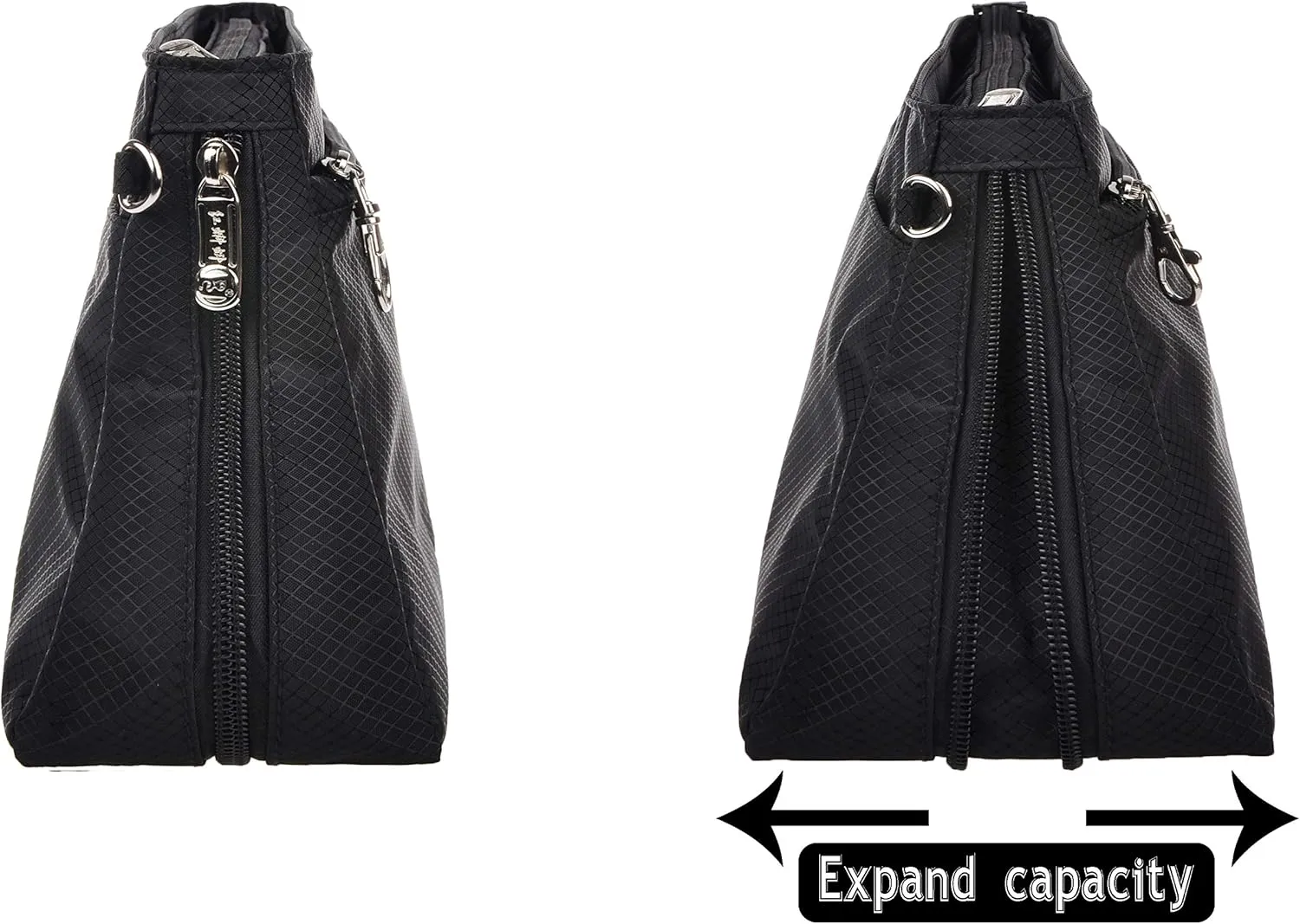 Vercord Expandable Nylon Handbag Purse Organizer Insert Liner Shaper Bag in Bag Black Medium