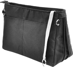 Vercord Expandable Nylon Handbag Purse Organizer Insert Liner Shaper Bag in Bag Black XLarge