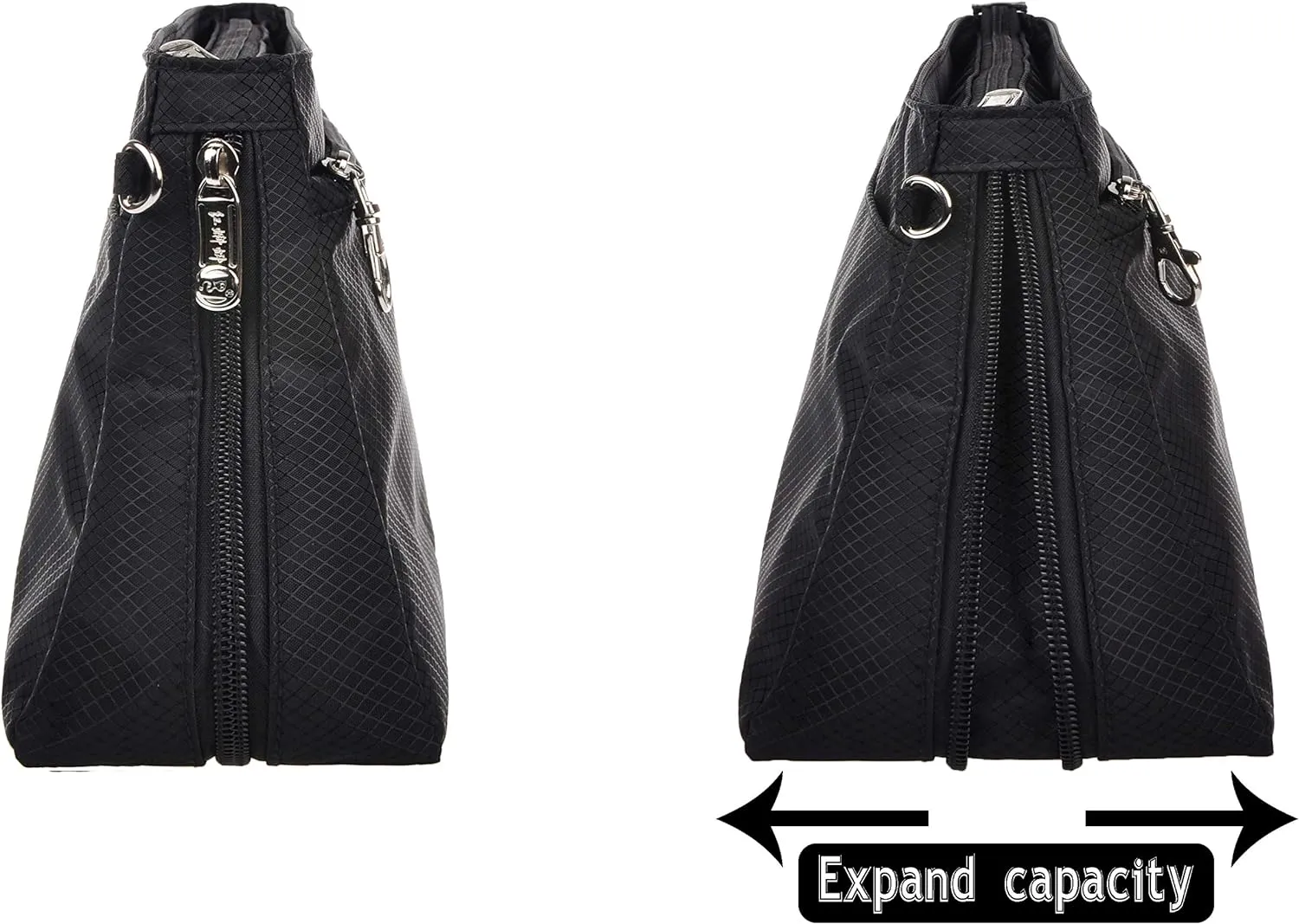 Vercord Expandable Nylon Handbag Purse Organizer Insert Liner Shaper Bag in Bag Black XLarge