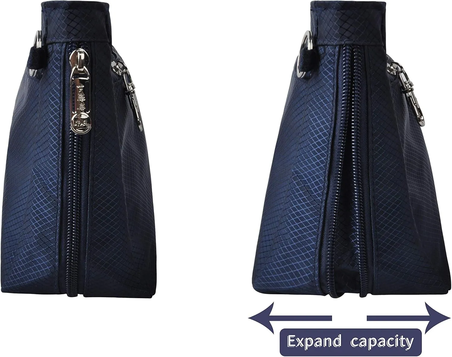 Vercord Expandable Nylon Handbag Purse Organizer Insert Liner Shaper Bag in Bag Navy Medium