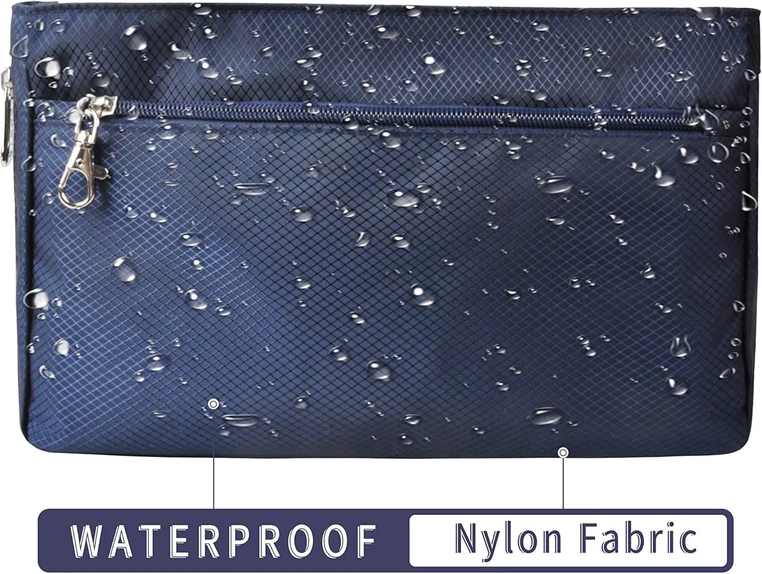 Vercord Expandable Nylon Handbag Purse Organizer Insert Liner Shaper Bag in Bag Navy Medium