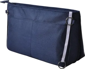 Vercord Expandable Nylon Handbag Purse Organizer Insert Liner Shaper Bag in Bag Navy Medium